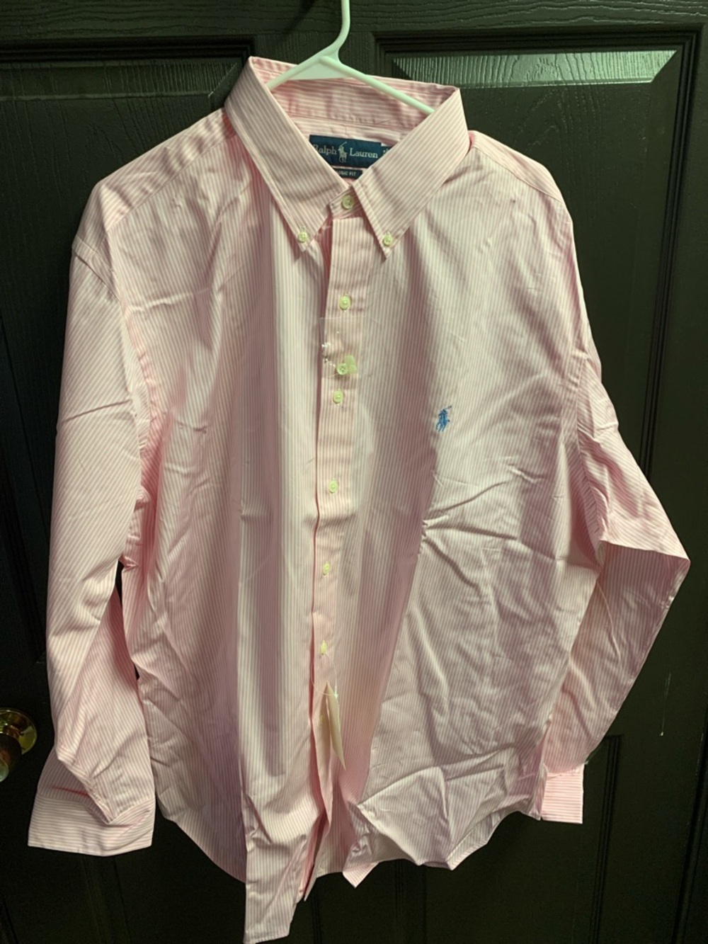 Ralph Lauren Men's Pink Striped Button-Down Shirt size 18/34-35